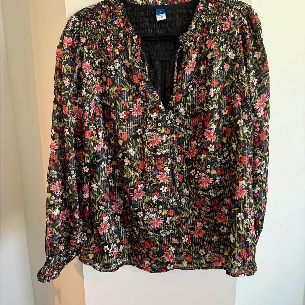 Old Navy Black Floral Blouse